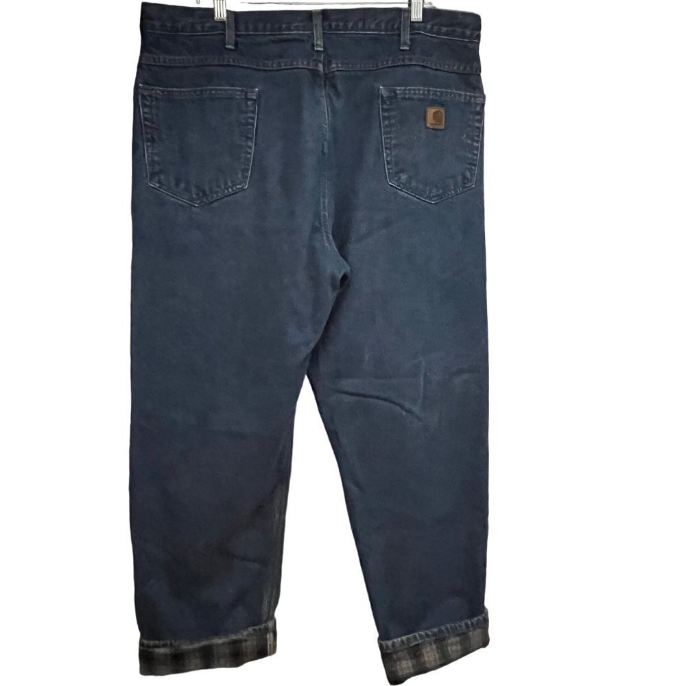 Carhartt Flannel Lined Blue Relaxed Denim Work Jeans Pants Cotton 40x32